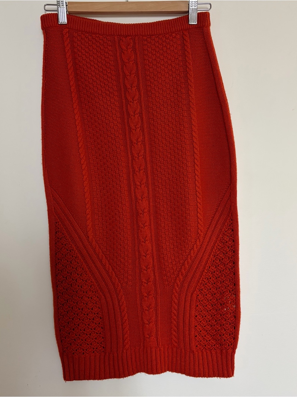 Women's Cable Knit Pencil Skirt - Rust/orange